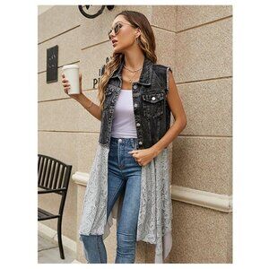 Cellabie Denim Button down fooler vest dress